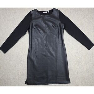 Belle by Kim Gravel Ponte Knit & Faux‎ Leather Dress Black Size XS